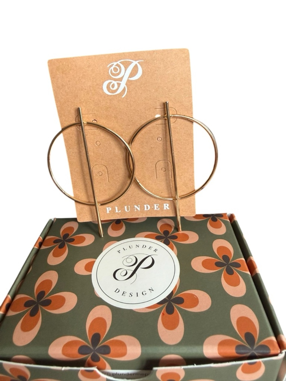 Plunder Gold Hoop Earrings with Vertical Bar